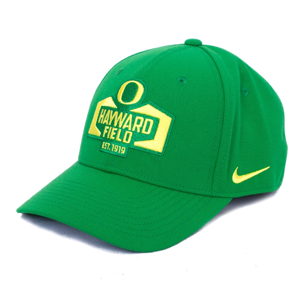 Hayward Field, Nike, Green, Curved Bill, Polyester, Accessories, Track & Field, Structured, Classic Oregon O, Grand Stand, Adjustable, Hat, 874956